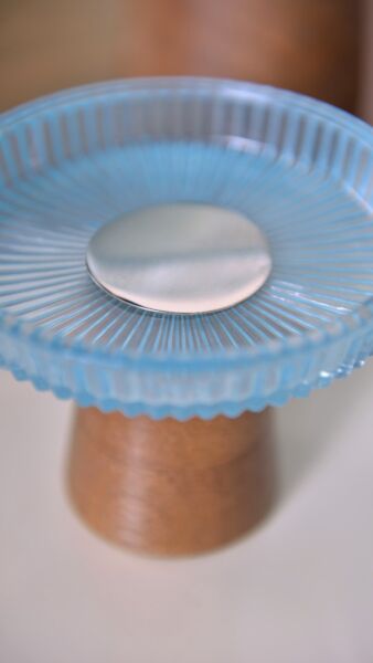 وعاء تقديم بقاعدة  فيسكال - كبير - أخضر مزرق