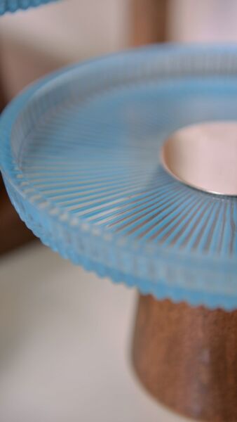 وعاء تقديم بقاعدة  فيسكال - كبير - أخضر مزرق