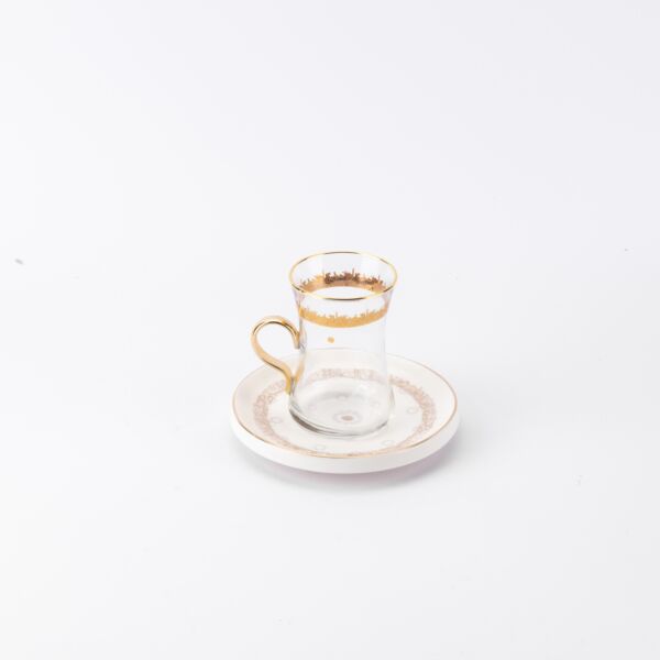 طقم شاي وقهوة سعودية من اثير - ابيض وذهبي