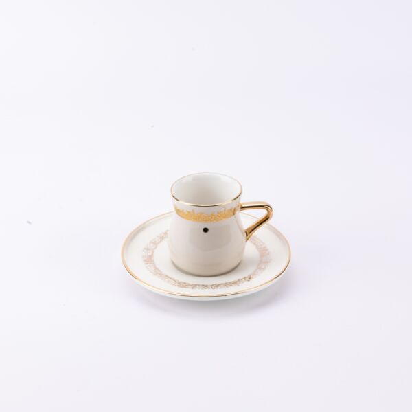 طقم قهوة تركي من اثير - بيج وذهبي