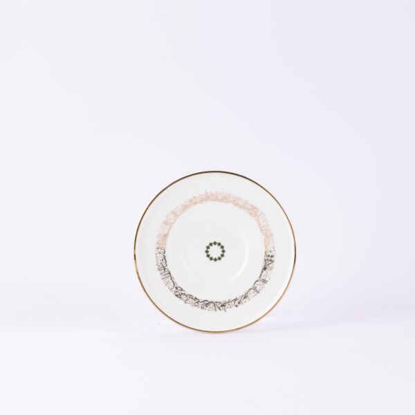 طقم قهوة تركي من اثير - زيتي وذهبي