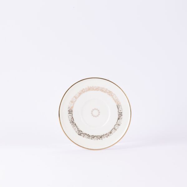 طقم قهوة تركي من اثير - ابيض وذهبي