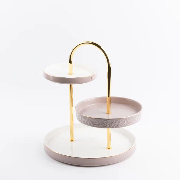 حامل كيك وحلويات 3 طبقات من جوار - بنفسجي وذهبي