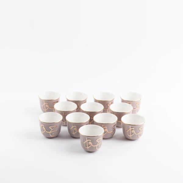 طقم فنجان قهوة سعودية 12 قطعة من جوار - بنفسجي وذهبي