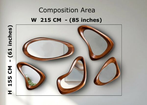 مرأة 5 قطع بأطار خشبي نورسين آيسل