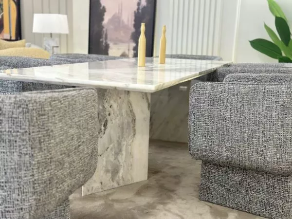 طاولة طعام مع قاعدة رخام إيطالي 180 سم ل 6 اشخاص