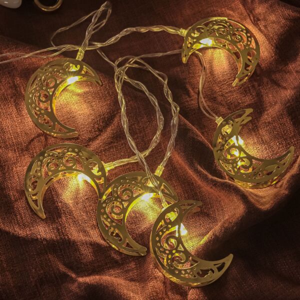 حبل اضاءة ايزيس يعمل بالبطاريات شكل هلال - ذهبي