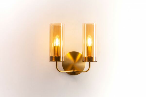 إنارة جدارية مودرن لمبتين زجاج إي 14