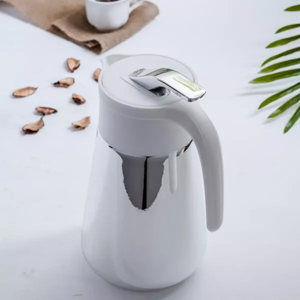 ترمس شاهي او قهوة بسرون - رصاصي وأبيض 1 لتر