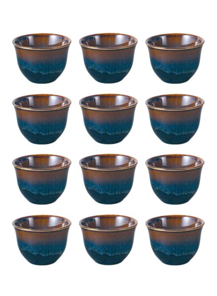 طقم أكواب كاوا بورسلين 12 قطعة 110  مل متعدد الألوان