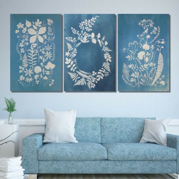 لوحة جدارية فنية بتصميم ورود صغيرة - ثلاث قطع - مقاس 120x60 سم