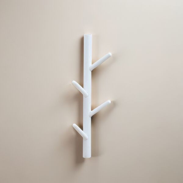 علاقة ملابس جدارية وودي - أبيض