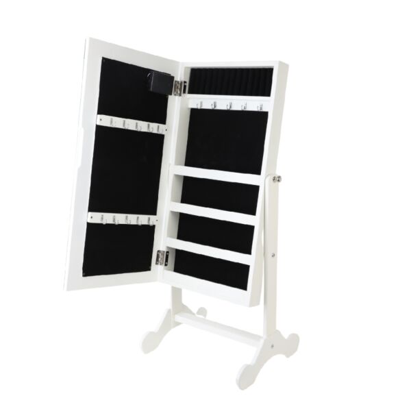 خزانة ومنظم اكسسوار مع مرآة بإضاءة ليدأبيض 