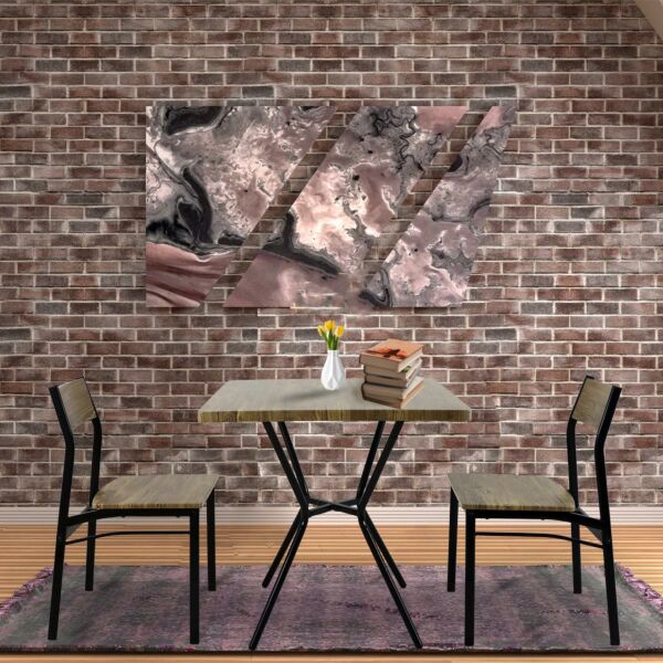 طقم طاولة طعام خشب مربعة ايليش - بني