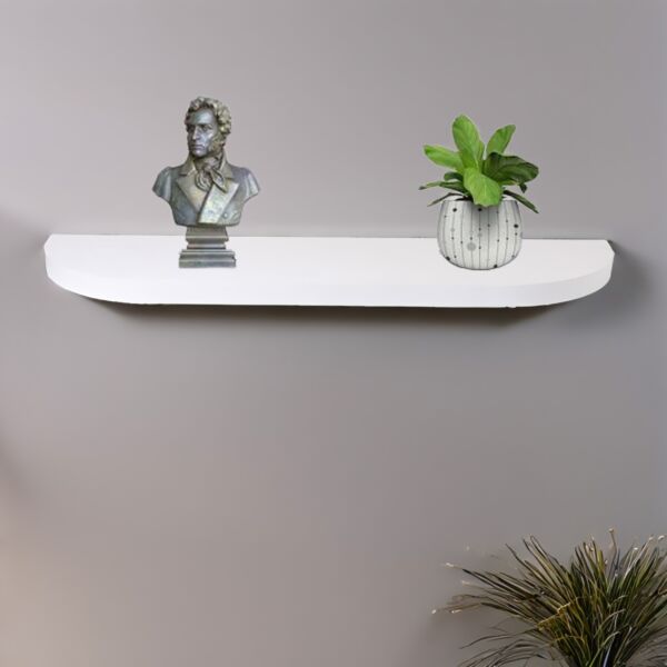 رف جداري خشب نصف بيضاوي 100 سم - أبيض