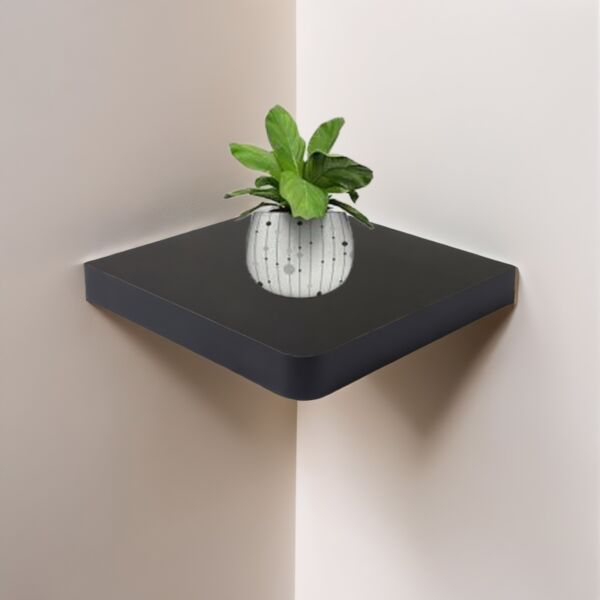 رف جداري خشب مربع ريناي - أسود