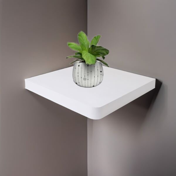 رف جداري خشب مربع 35 سم - أبيض