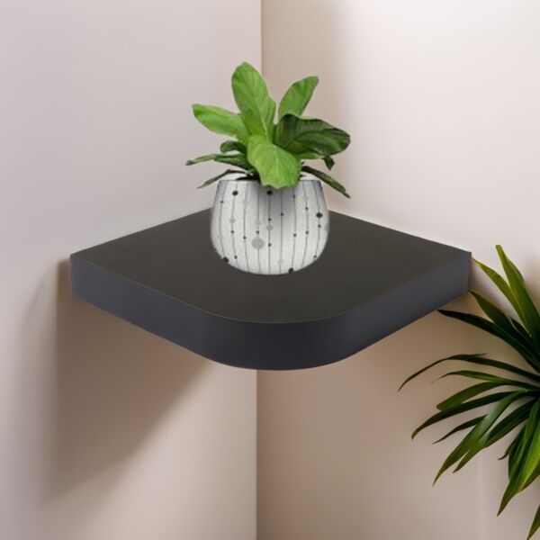 رف جداري خشب مقوس - أسود