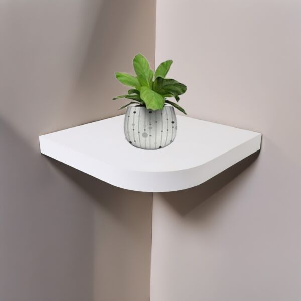 رف جداري خشب مقوس 35 سم - أبيض