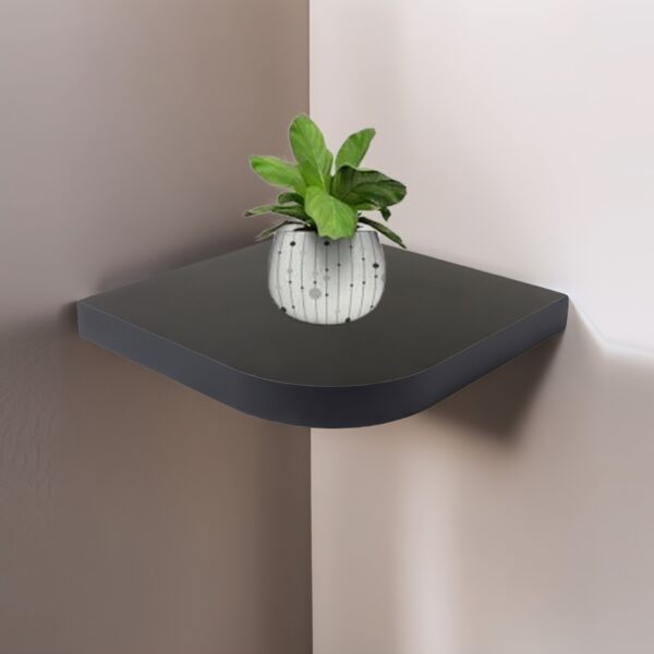 رف جداري خشب مقوس 35 سم - أسود