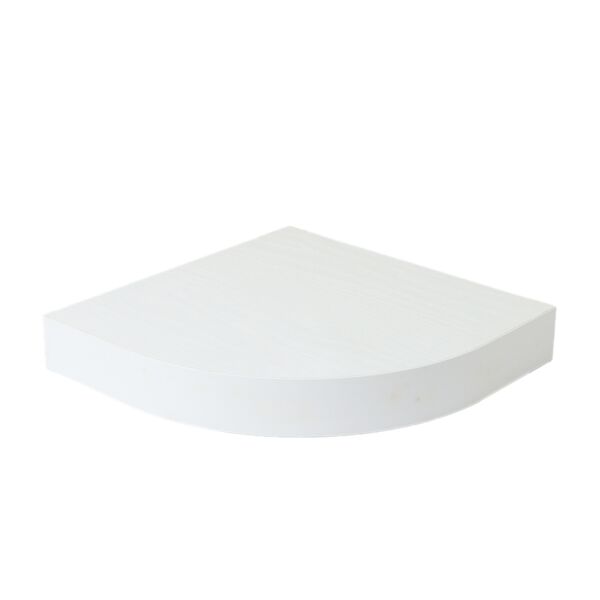 رف جداري خشب ربع دائرة - أبيض