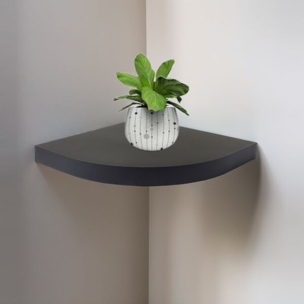 رف جداري خشب ربع دائرة 35 سم - أسود