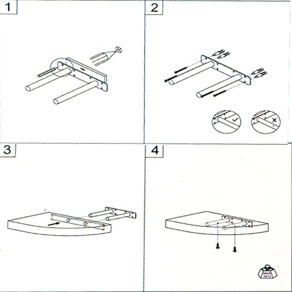 رف جداري خشب ربع دائرة 35 سم - أسود