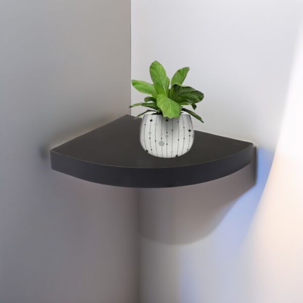 رف جداري خشب ربع بيضاوي - أسود