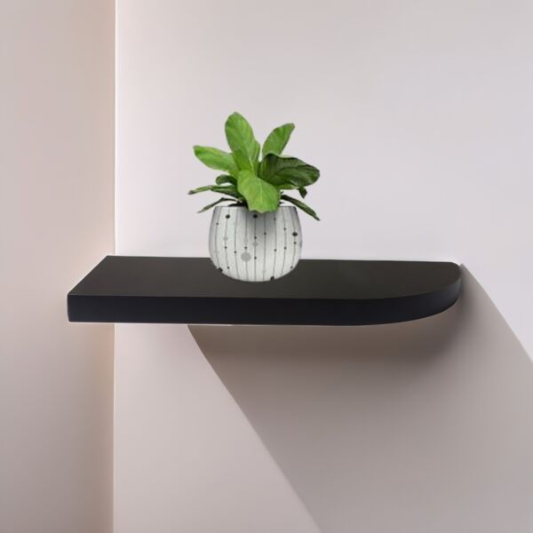رف جداري خشب ربع بيضاوي 60 سم - أسود