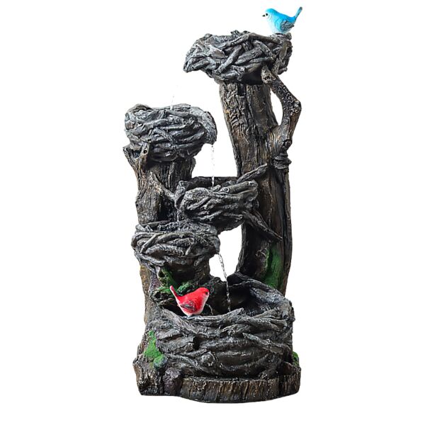 ديكور  شلال نافورة  عصافير مع العش بإضاءة ليد 