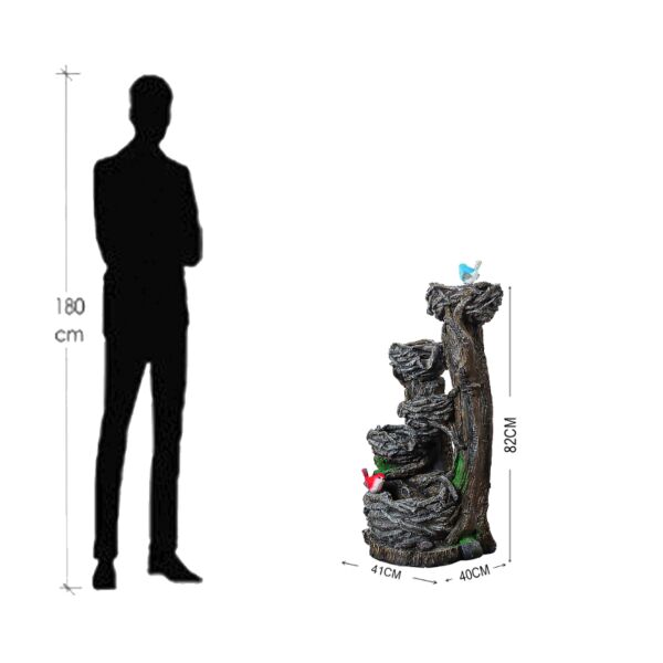 ديكور  شلال نافورة  عصافير مع العش بإضاءة ليد 
