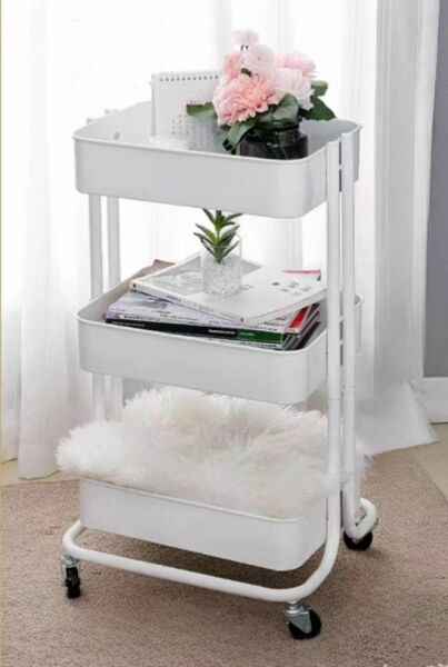 عربة تخزين حديد 3 دورأبيض 