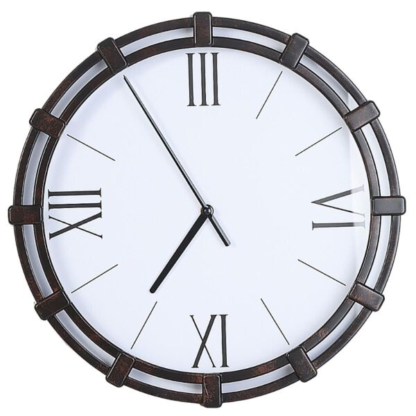 ساعة حائط دائرية ماريا تعمل بالبطارية  -  بني وأبيض