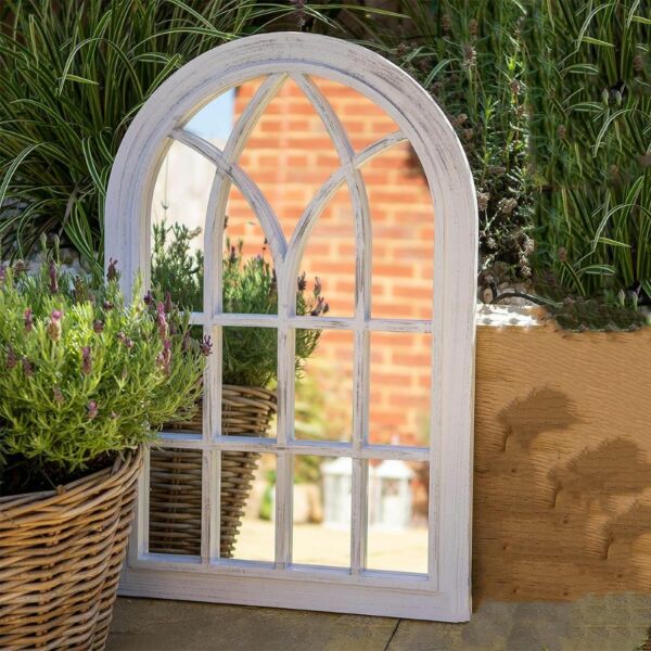 مرآة حائط شكل شباك معتق سينا  -  أبيض 