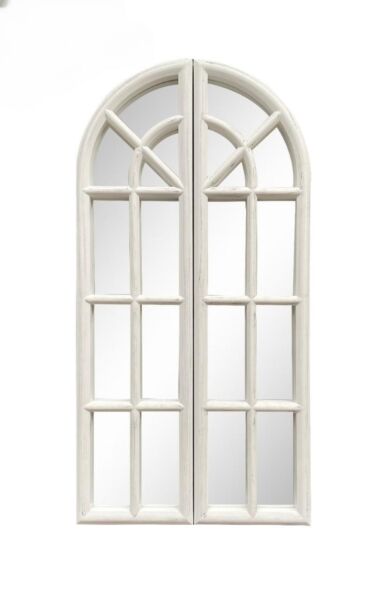 مرآة حائط شكل شباك درفتين شالنت  -  أبيض 