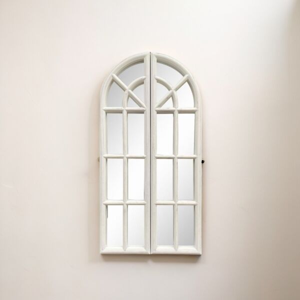 مرآة حائط شكل شباك درفتين شالنت  -  أبيض 