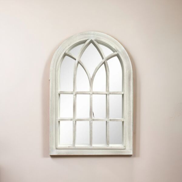 مرآة حائط شكل شباك معتق شيكالي  -  أبيض 