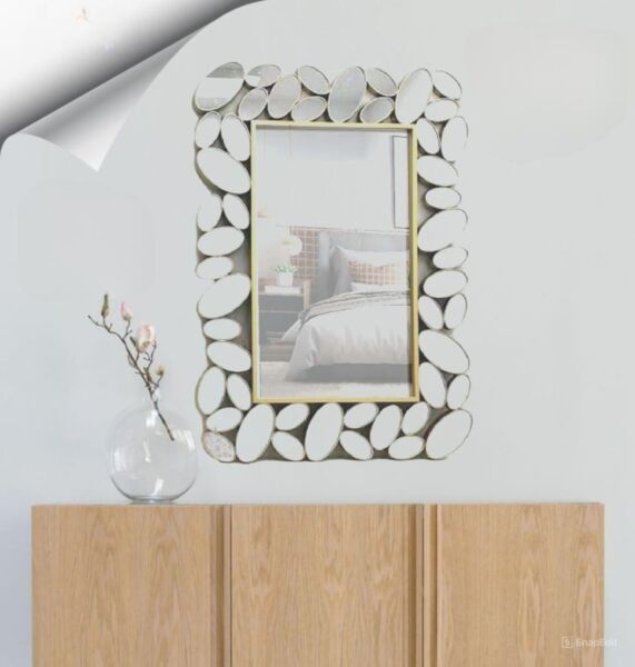 مرآة حائط مستطيلة - ذهبي