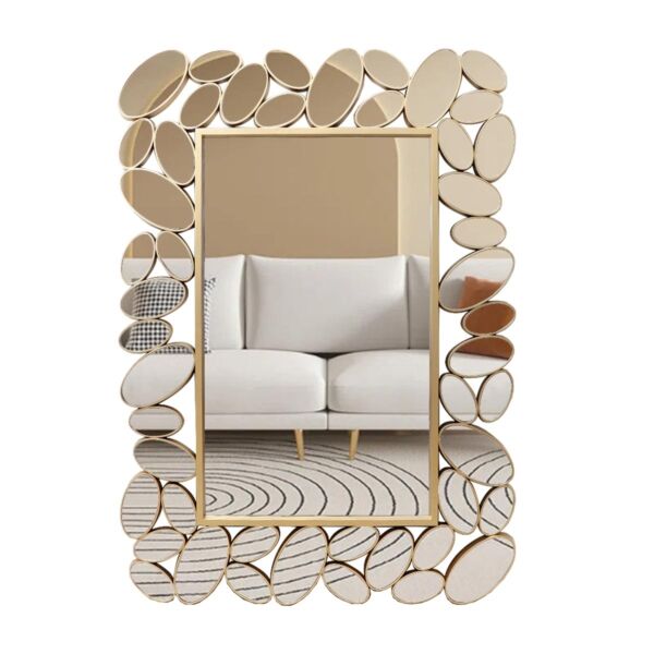 مرآة حائط مستطيلة - ذهبي