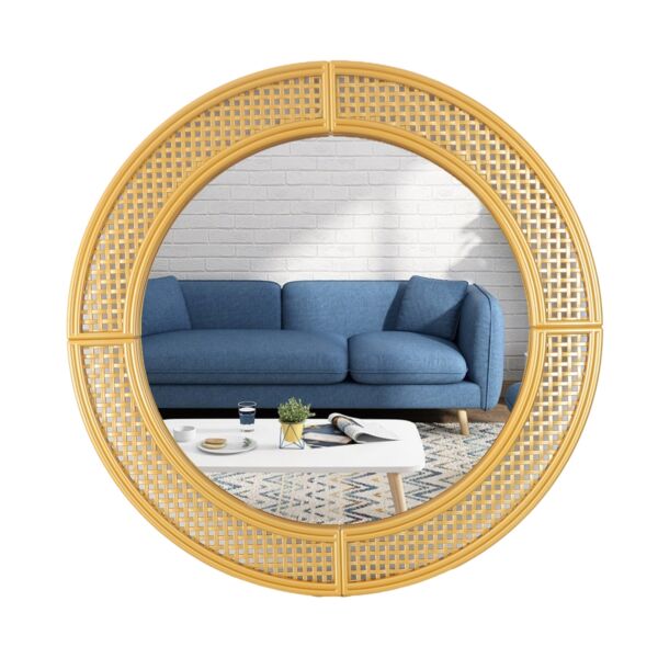 مرآة جدارية دائرية 76 سم - ذهبي