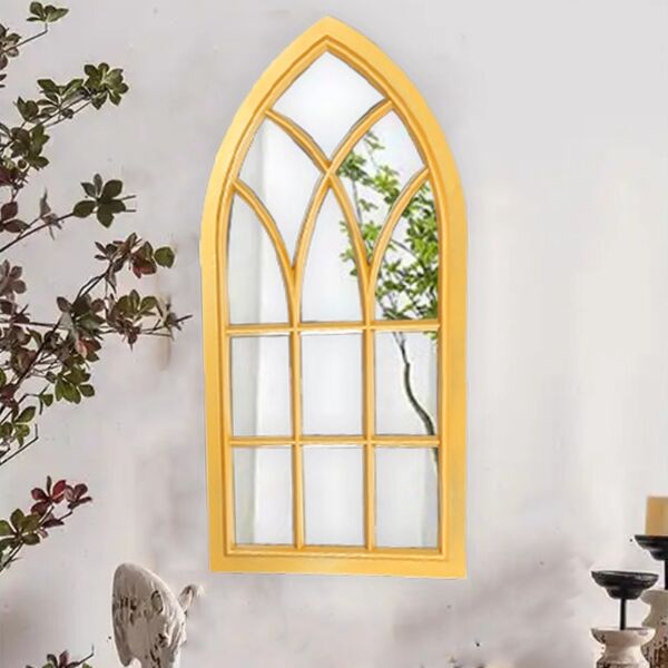 مرآة جدارية شكل شباك 70 سم - ذهبي