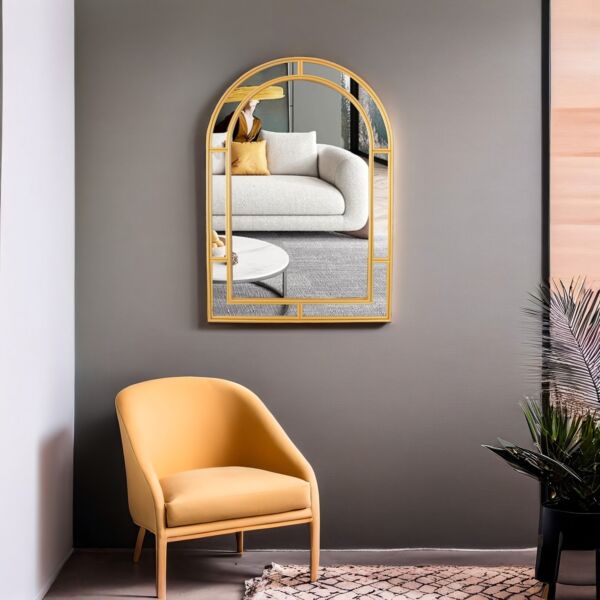 مرآة حائط مقوسة - ذهبي