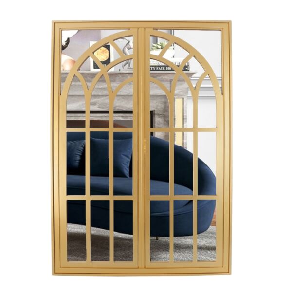 مرآة جدارية بتصميم شباك 97 سم - ذهبي