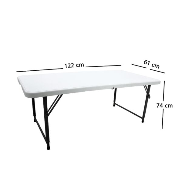 طاولة فايبر مستطيلة قابلة للطي 122x61 - أبيض وأسود