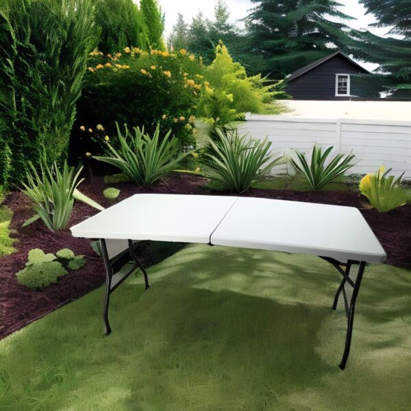 طاولة فايبر مستطيلة قابلة للطي 152x74 - أبيض