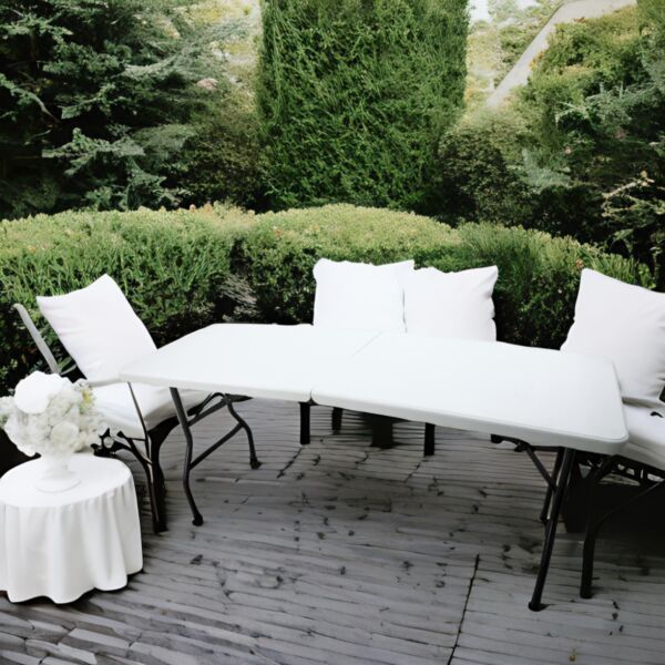 طاولة فايبر مستطيلة قابلة للطي 170x60 - أبيض