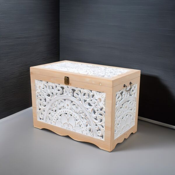 طقم صناديق خشب كلاودي - خشبي وابيض