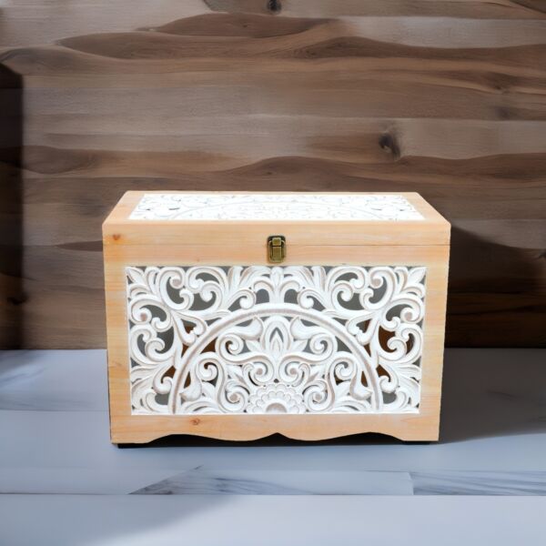 طقم صناديق خشب كلاي - خشبي وابيض