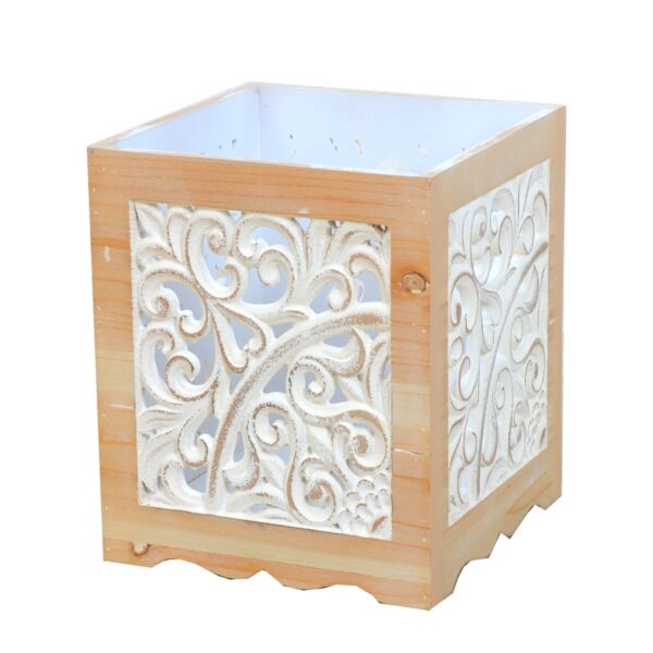 طقم صناديق خشب كلاي - خشبي وابيض