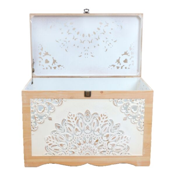 طقم صناديق خشب كلارا - خشبي وابيض
